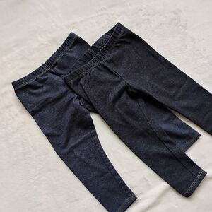 Lot Of 2 Faux Denim Stretch Leggings | Blue Jeggings | 2T